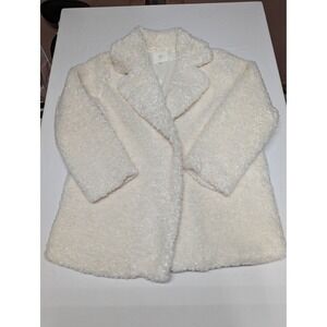A Loves A Girls Ivory White Faux Fur Teddy Coat Notched Lapel XL Soft Sherpa